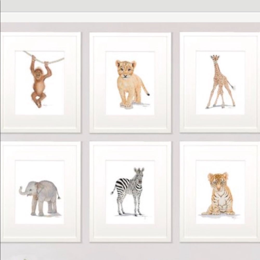 Set of 6 animal prints for nursery
